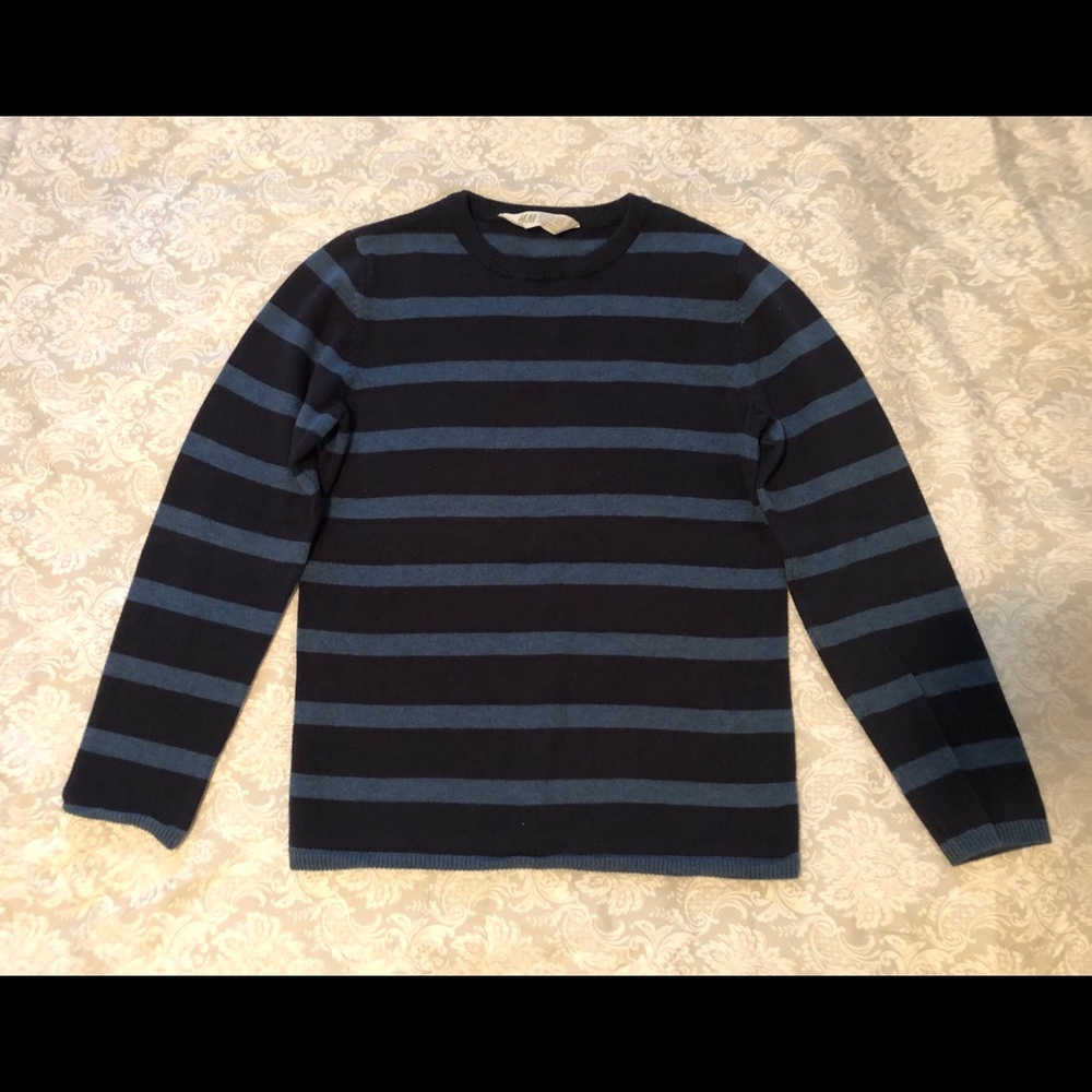 ⚡️SALE⚡️EUC Sz 6-8Y navy and blue stripe sweater from H&M